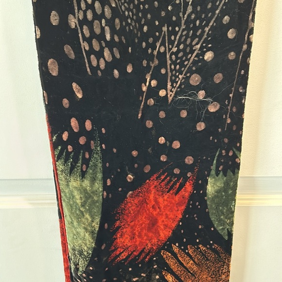Georgina Von Etzdorf England Black/Multi Velvet Reversible Scarf 63x9.5 - Picture 6 of 7